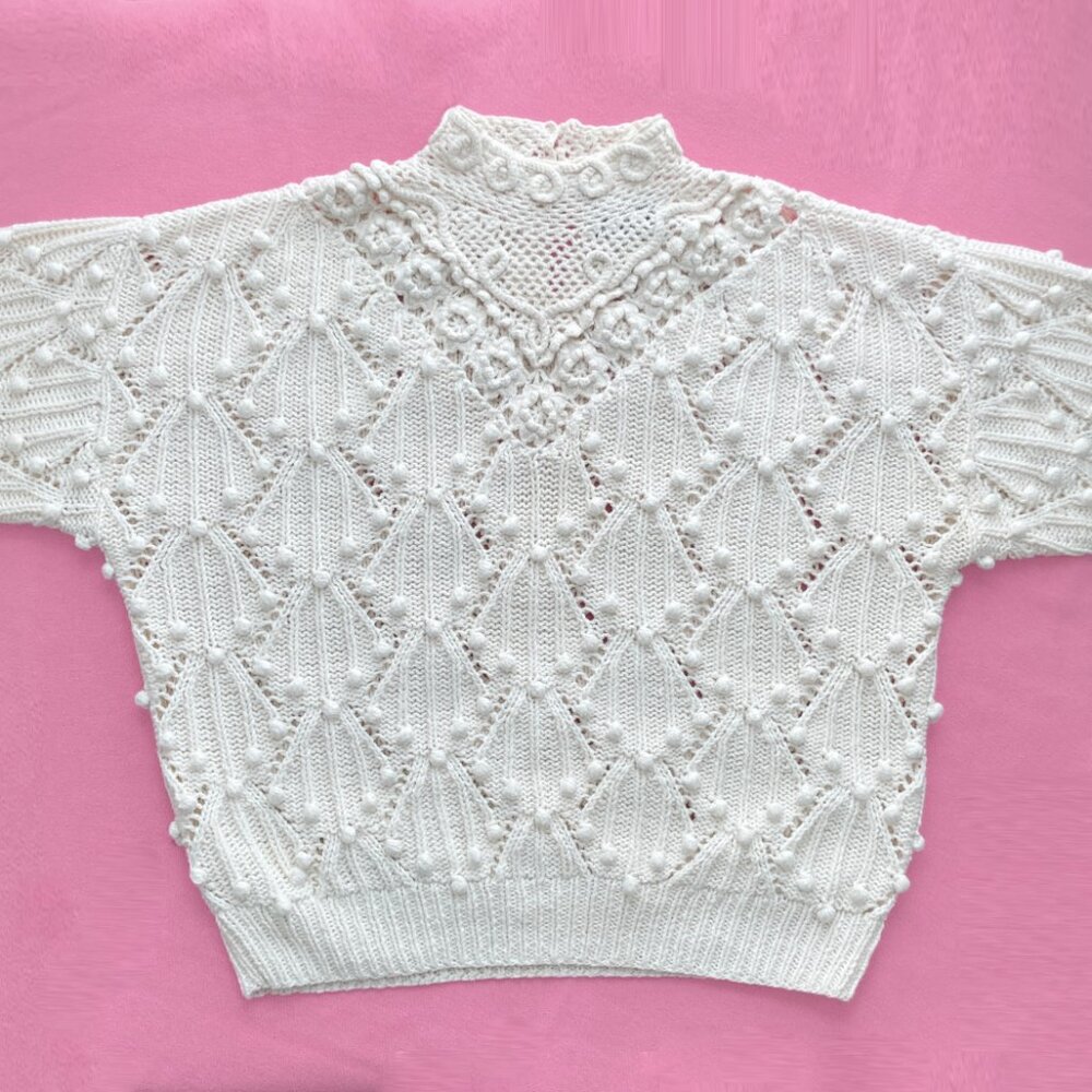 Vintage Bobbled Cotton Sweater by Design Zone Two 1989 - Picture 4 of 11